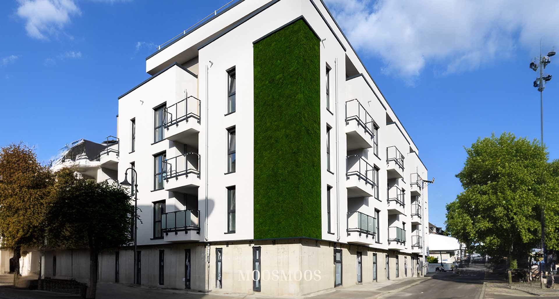 Greenovation moss façade on the Reuter Bau building in Euskirchen
