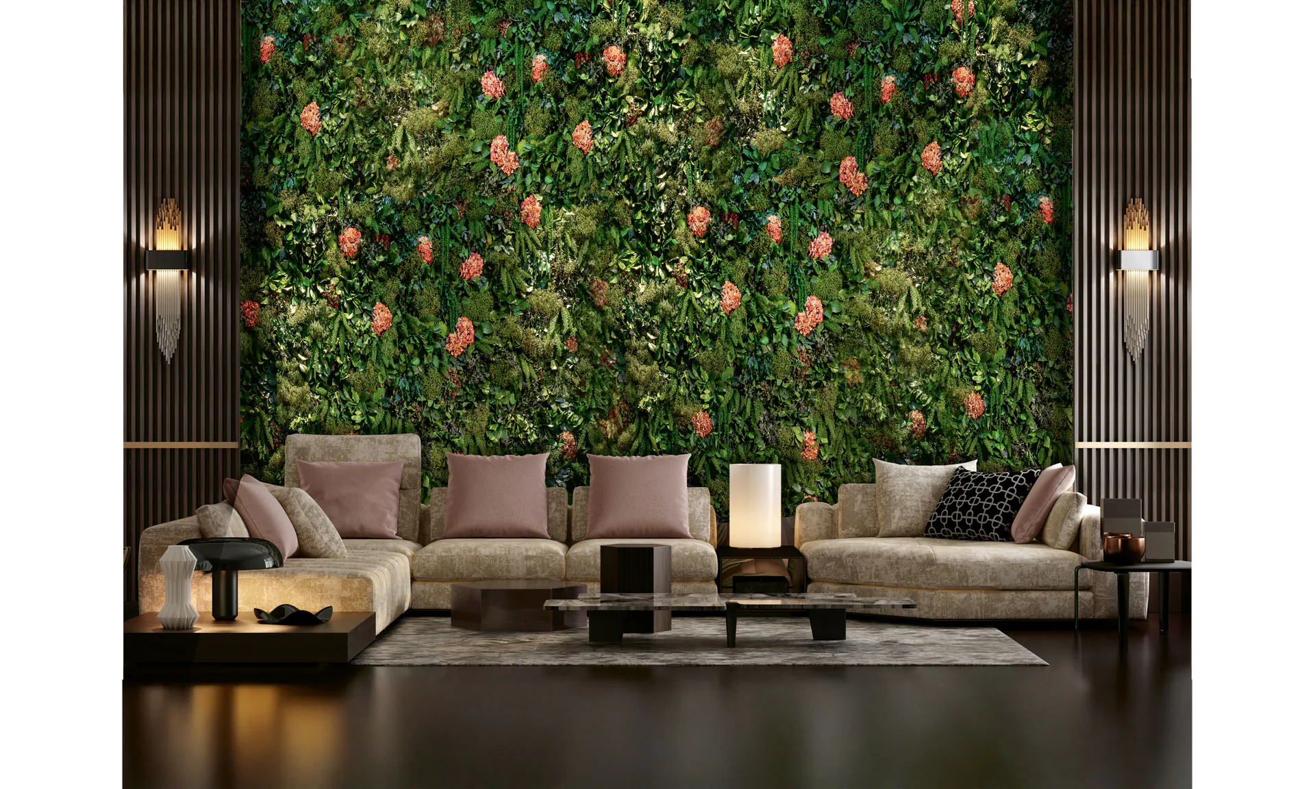Flower Wall Luxury Lounge Blütenmoos — Wall greenery by MOOSMOOS