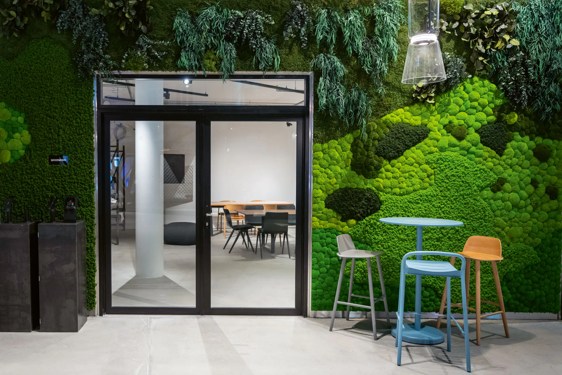 Moss wall in the reception area — Wall greenery · Business premises