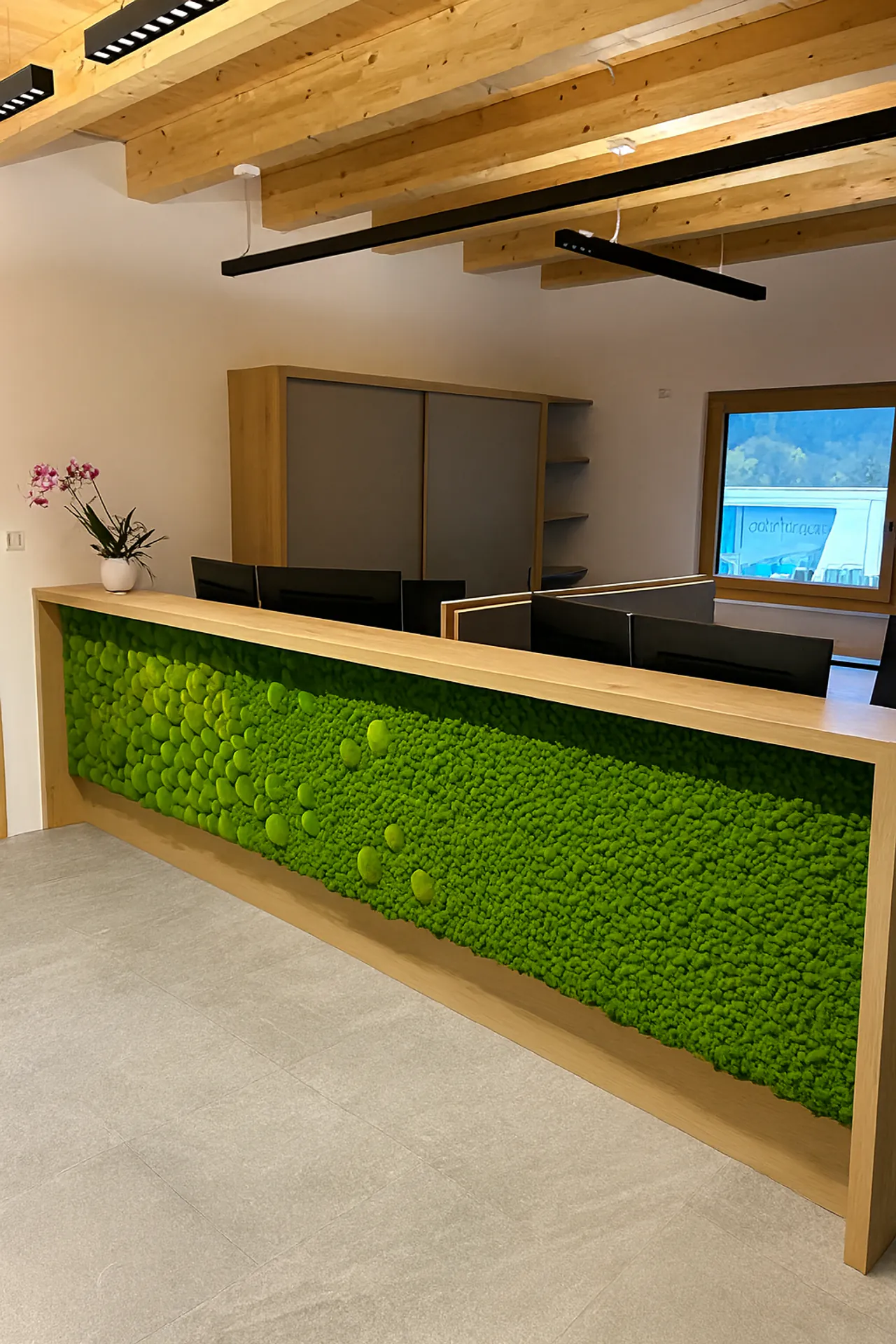Moss wall in a Reception Area: Modern Architecture — Wall greenery by MOOSMOOS