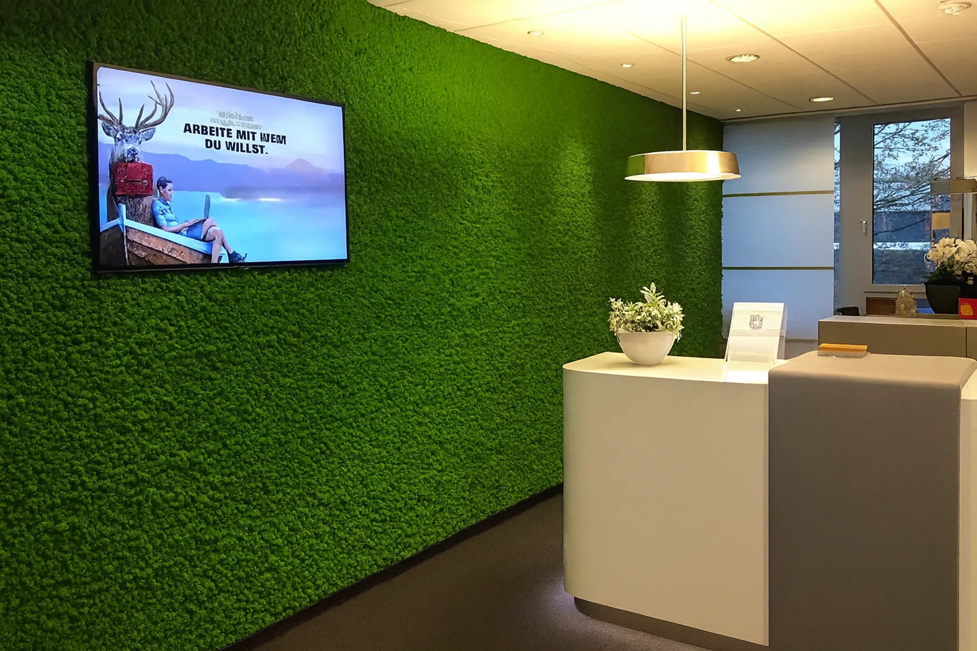 Modern Office with a Moss Wall — Wall greenery by MOOSMOOS