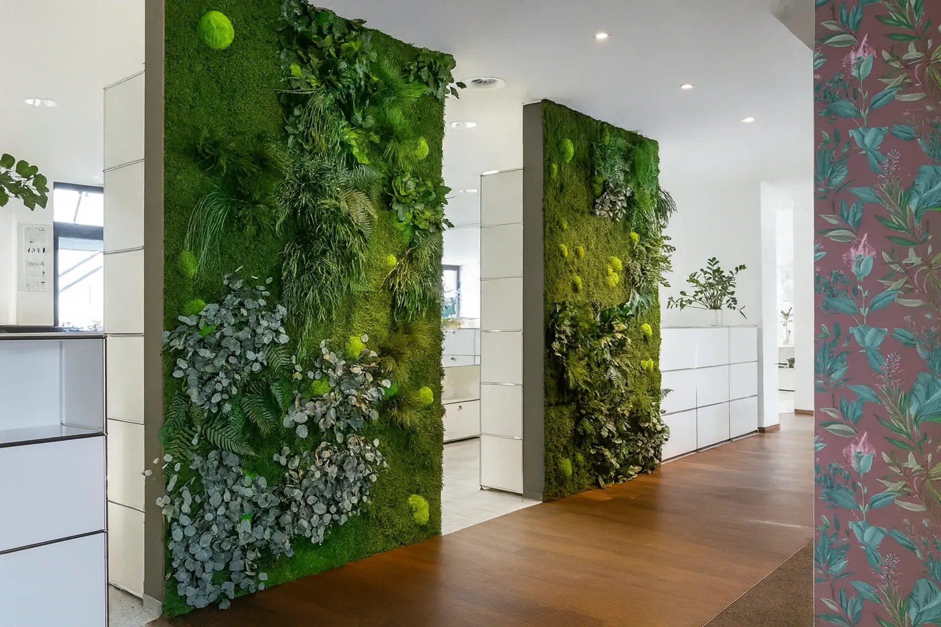 Modern office corridor moss wall — Wall greenery by MOOSMOOS