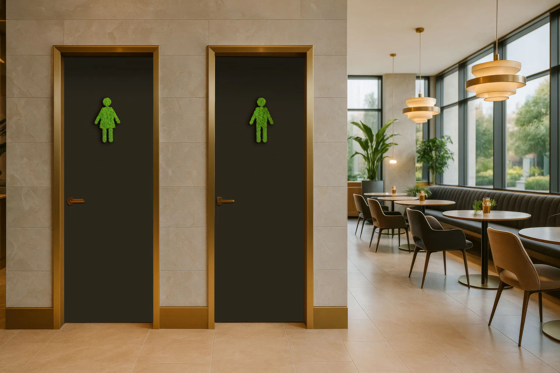 Logo made of moss – Bathroom showroom — Logo made of moss by MOOSMOOS