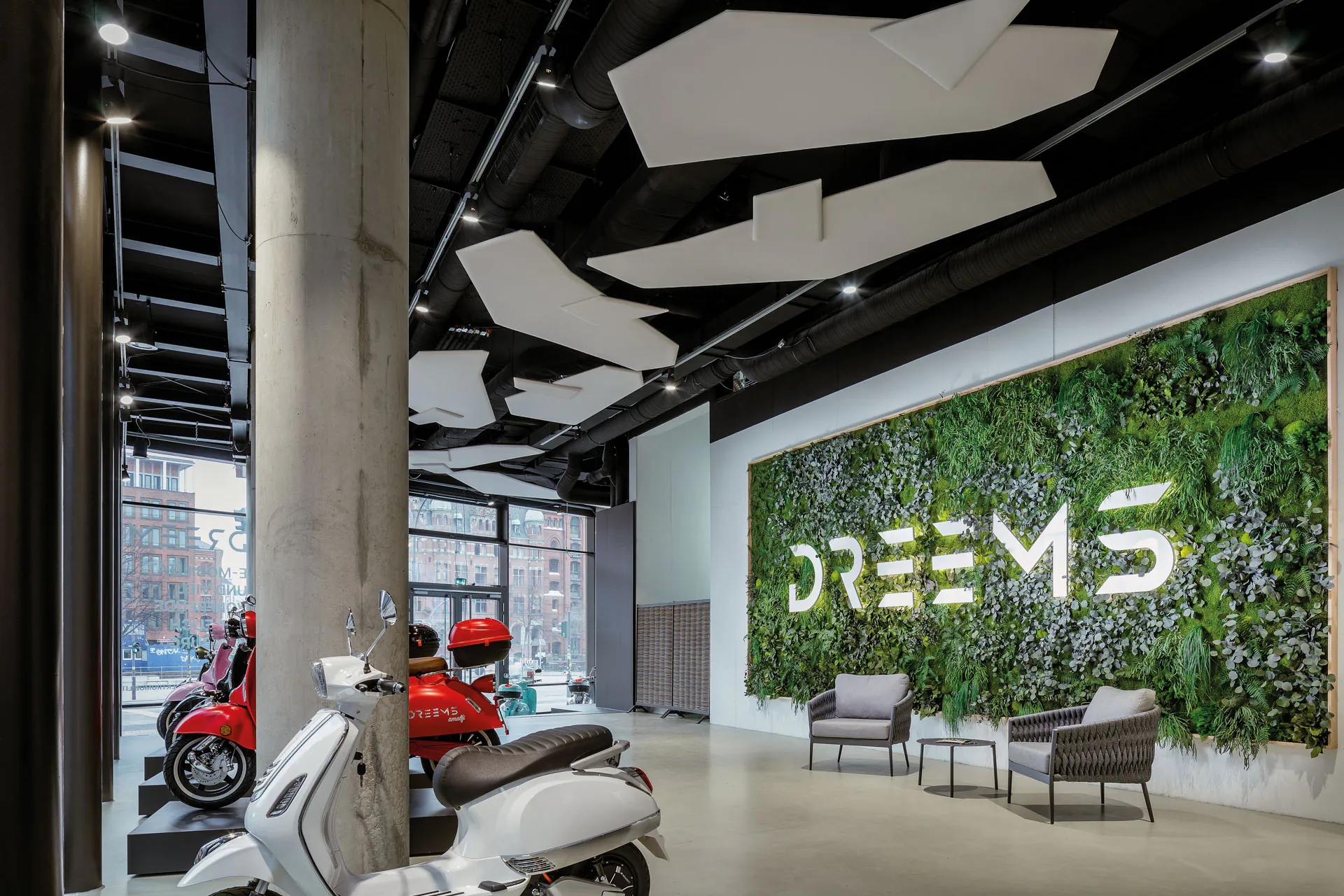 Freestanding moss logo — welcome installation