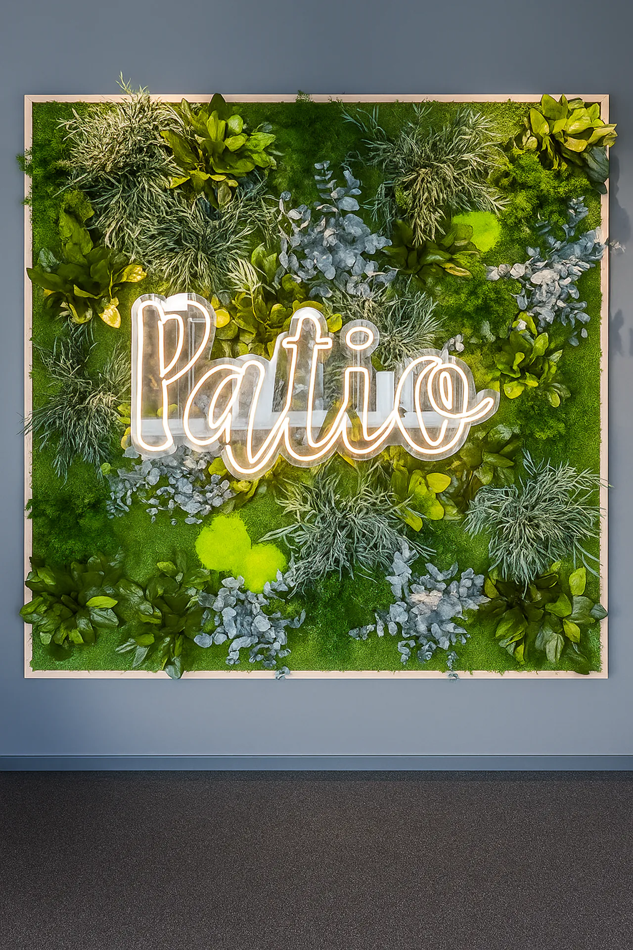 Logo made of moss, Showroom neon sign, Moos — Logo made of moss by MOOSMOOS