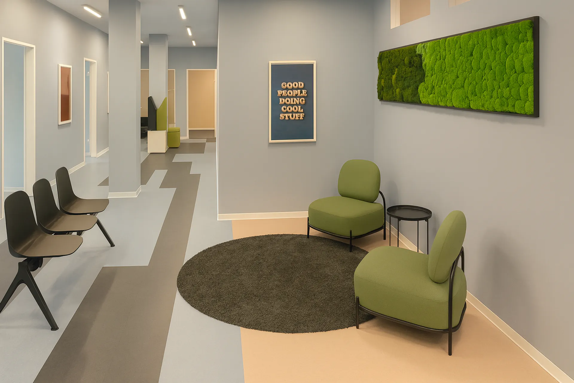 Moss Pictures for a Practice Waiting Area: Contemporary Indoor Greenery — Moss Pictures by MOOSMOOS