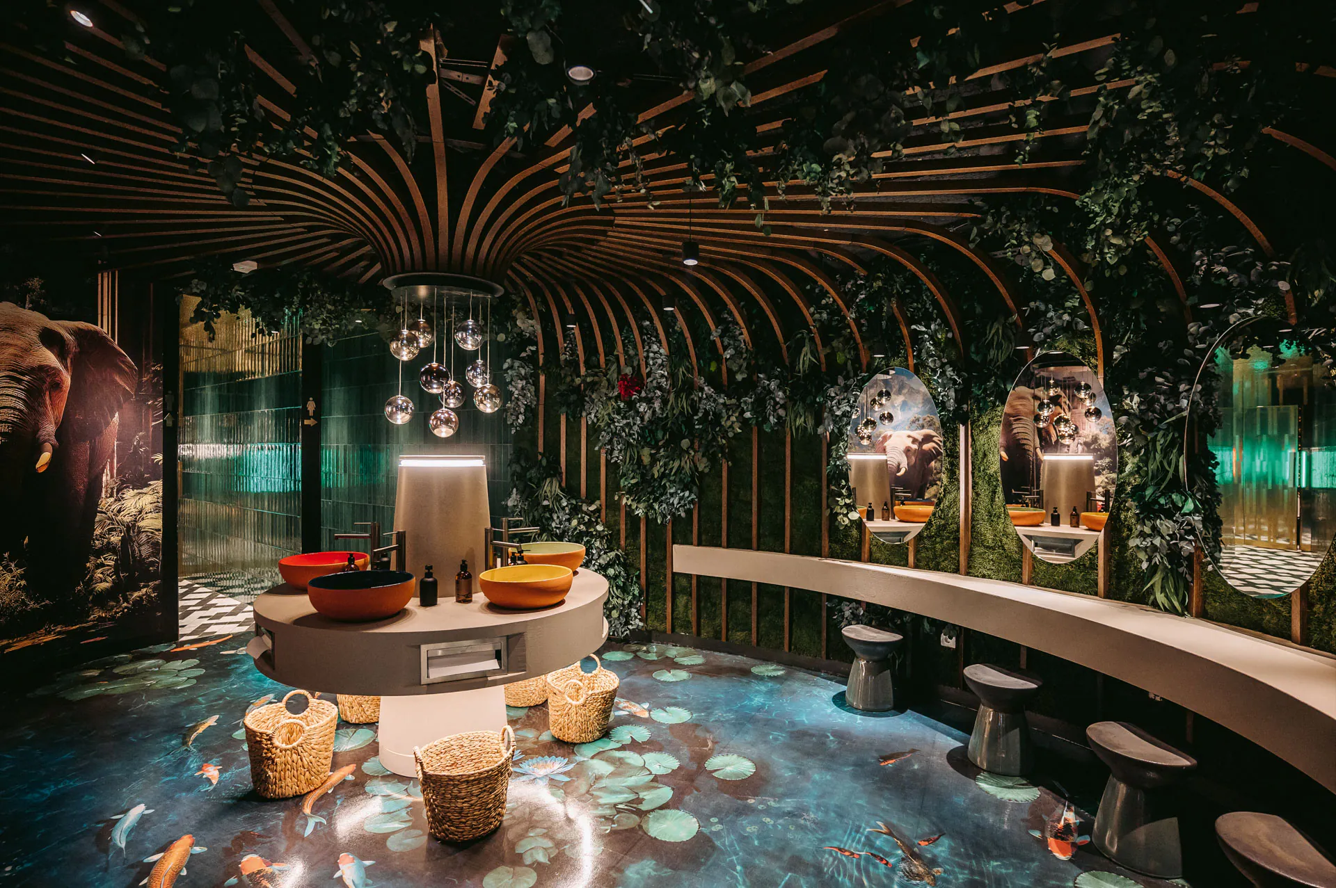 Botanical Sky — A jungle-themed canopy above a restaurant