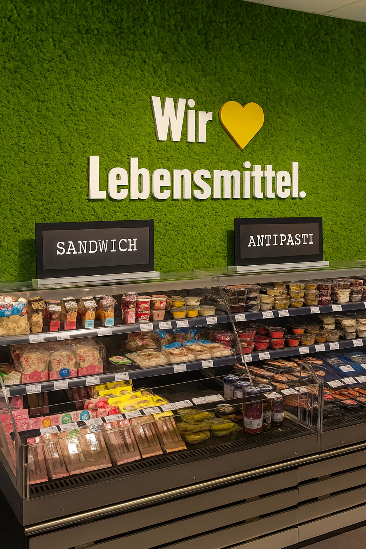 Logo made from moss: ‘Moos Lebensmittelmarkt’ lettering — Logo made from moss by MOOSMOOS