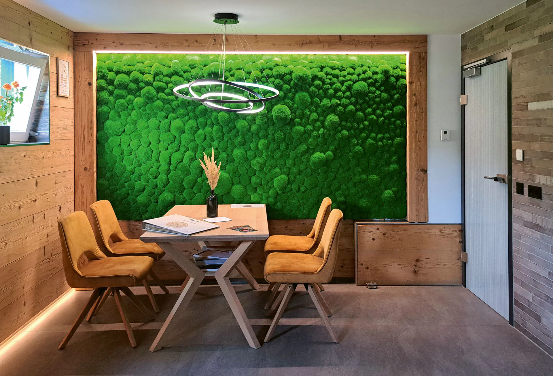Moss wall in an office meeting room — wall greenery by MOOSMOOS