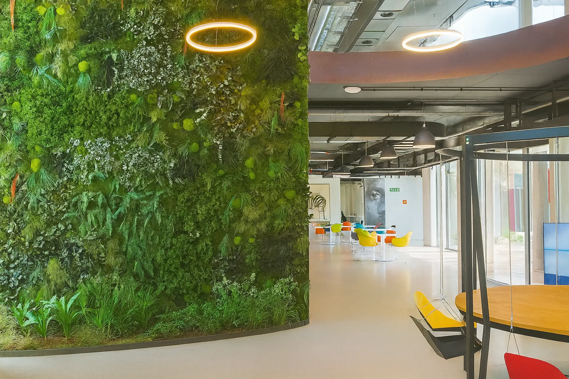 Moss wall in an office reception area: a modern working environment — Wall greenery by MOOSMOOS