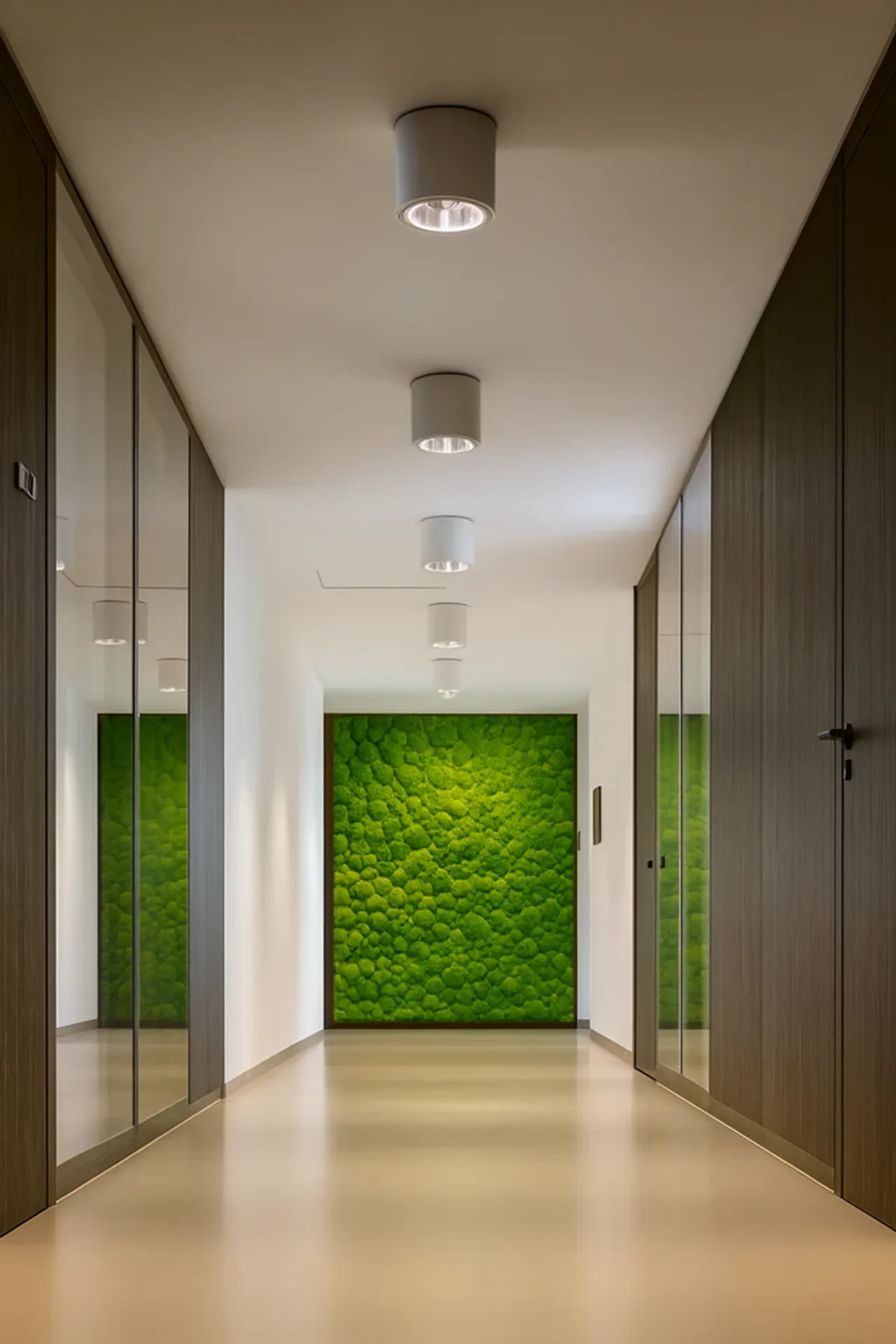 Pole Moss & Bun Moss wall in an office corridor — Wall greenery by MOOSMOOS
