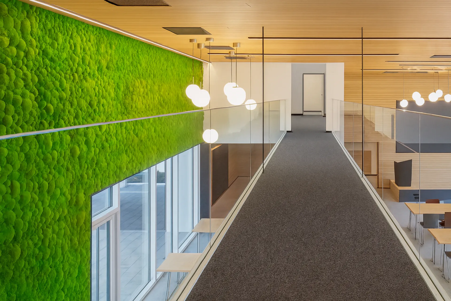 Moss wall for Office Corridor – Modern Design — Wall greenery by MOOSMOOS