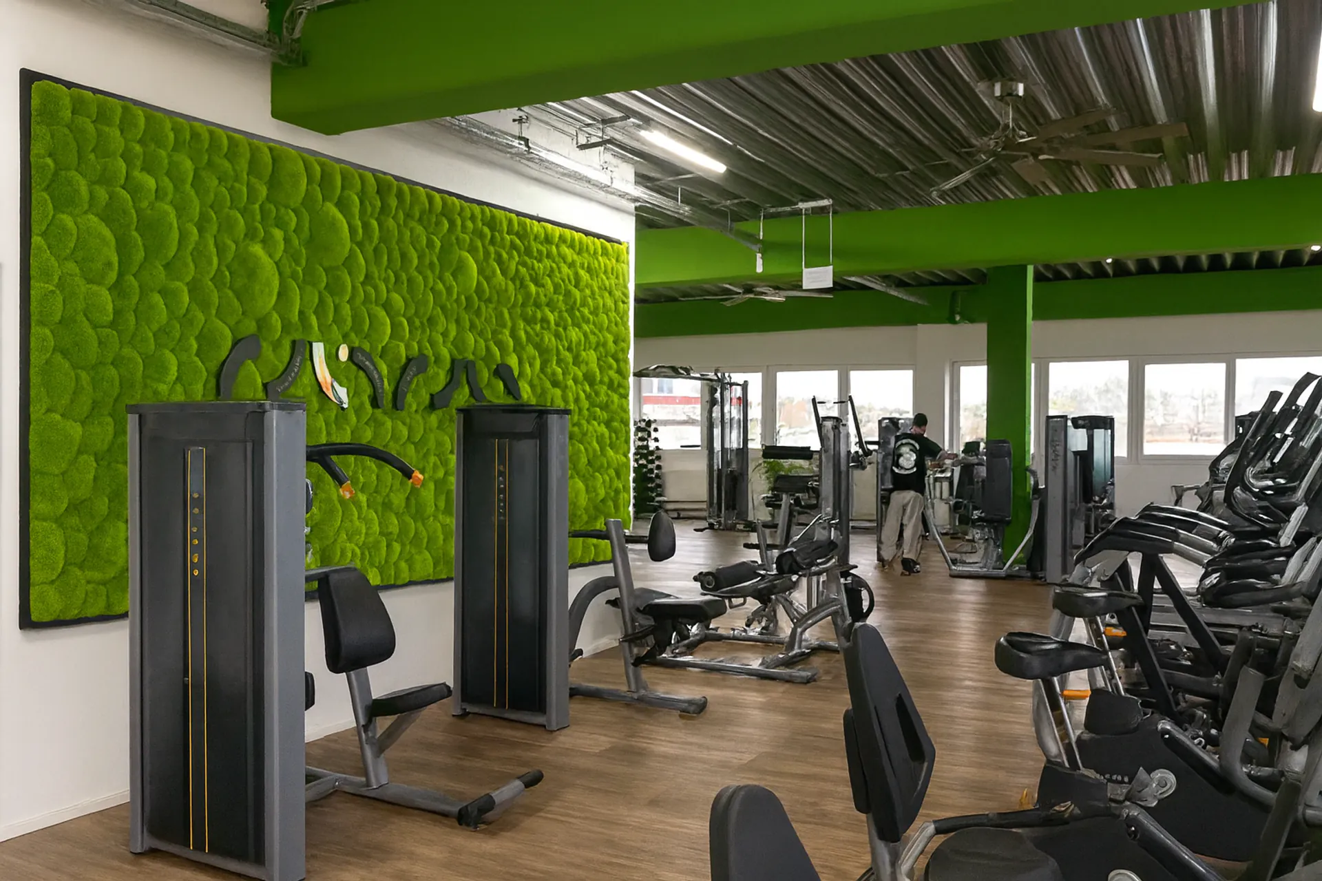 Moss wall in a gym: a modern training area — Wall greenery by MOOSMOOS