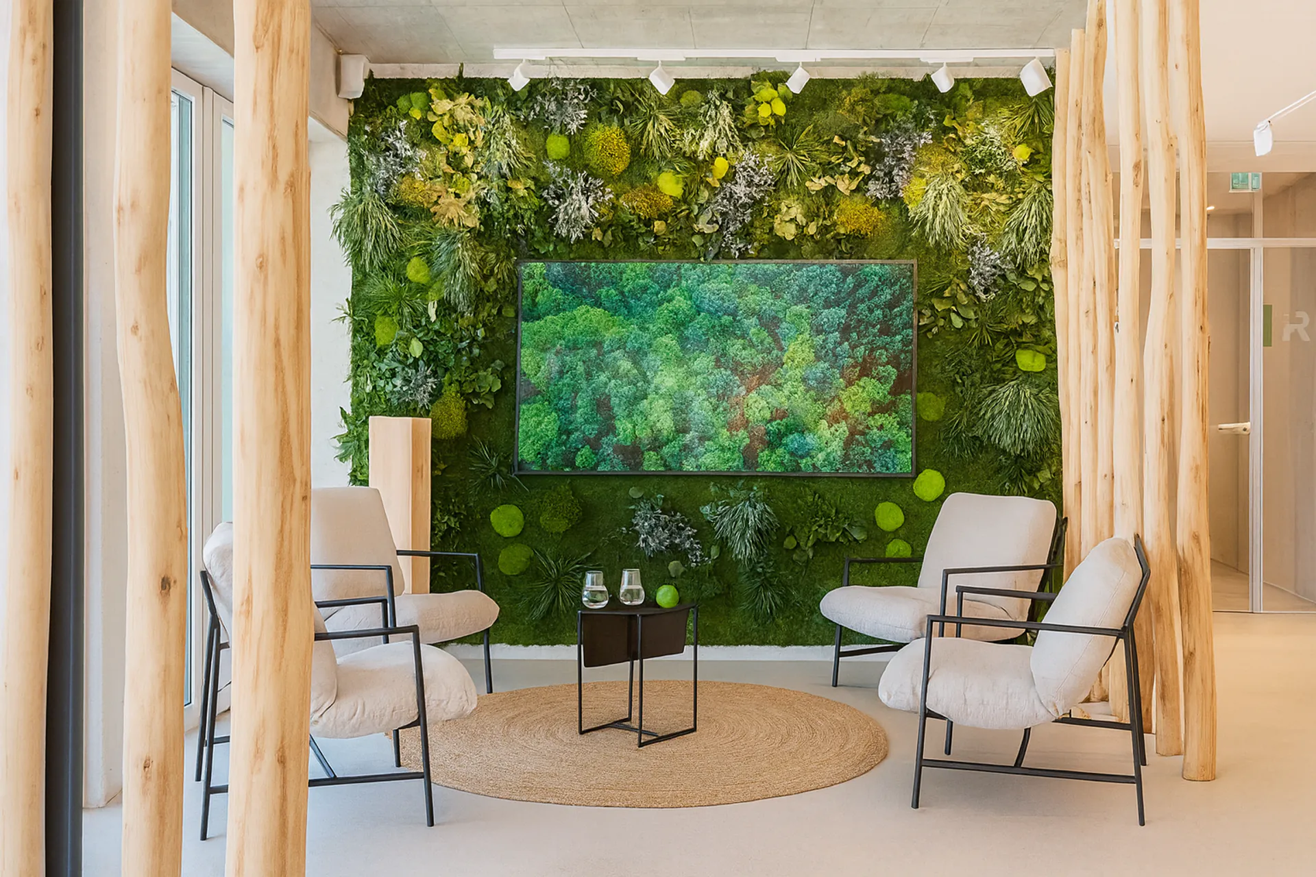 Moss wall Lounge TV Wall Reception — Wall greenery by MOOSMOOS