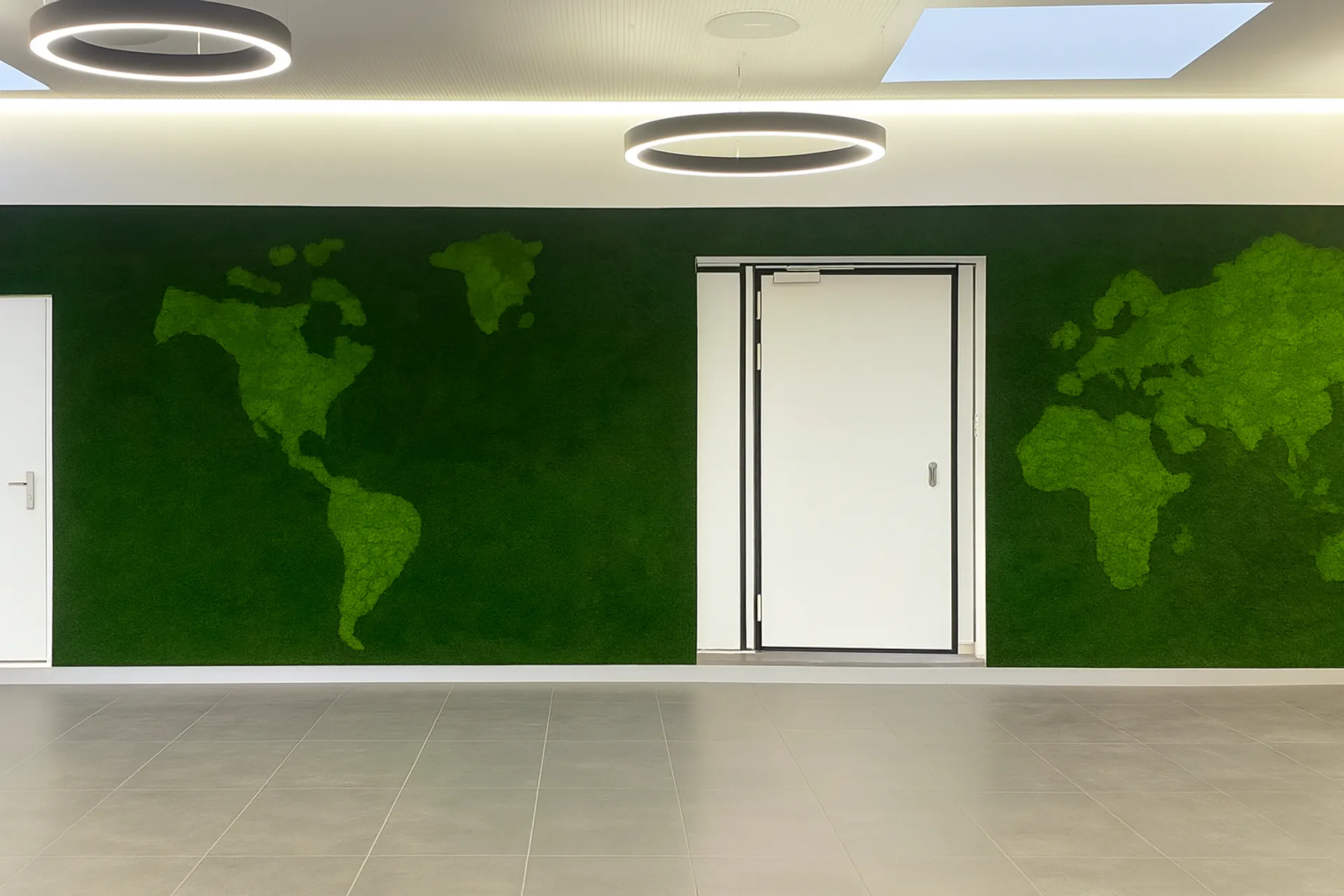 Modern Office Lobby World Map Moss wall — Wall greenery by MOOSMOOS