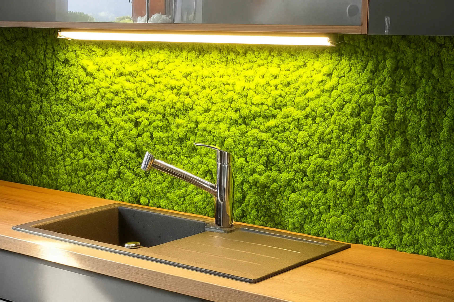 Moss wall, modern kitchen, kitchen unit — Wall greenery by MOOSMOOS