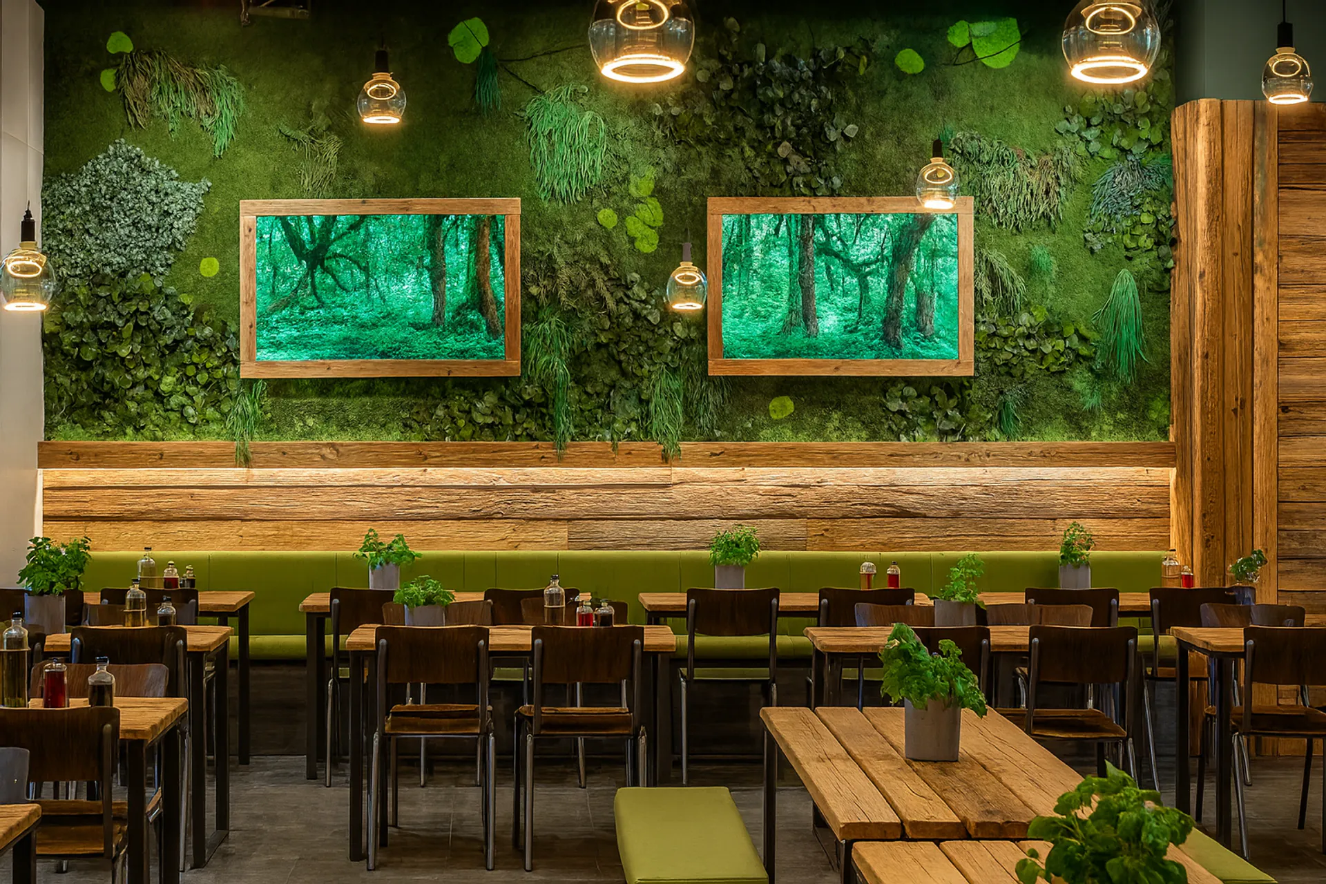 Moss wall Restaurant Grüne Oase — Wall greenery by MOOSMOOS