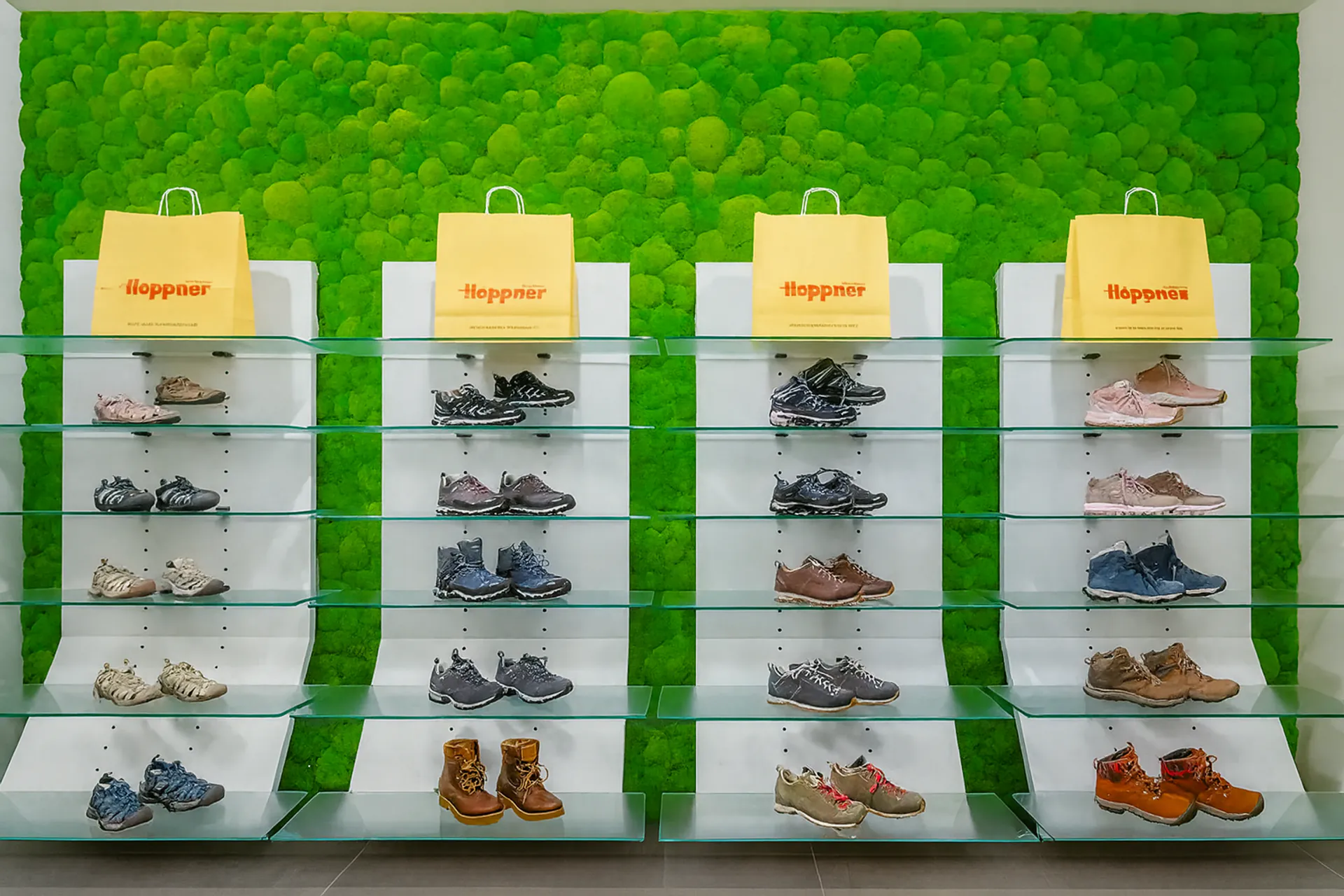 Moss wall Shoe Shop Showroom Display — Wall greenery by MOOSMOOS