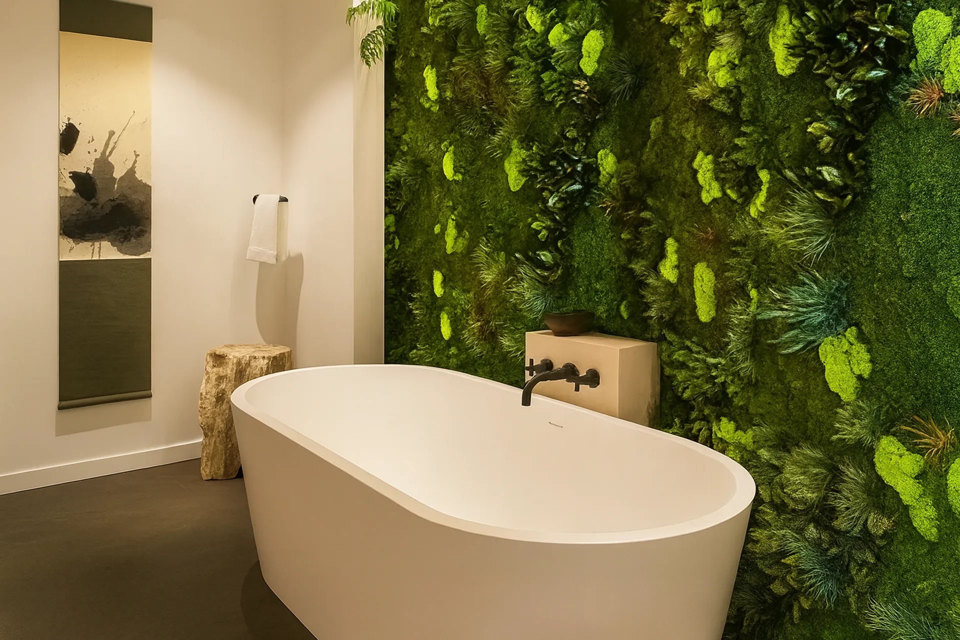 Luxury moss wall for the bathroom — Wall greenery by MOOSMOOS