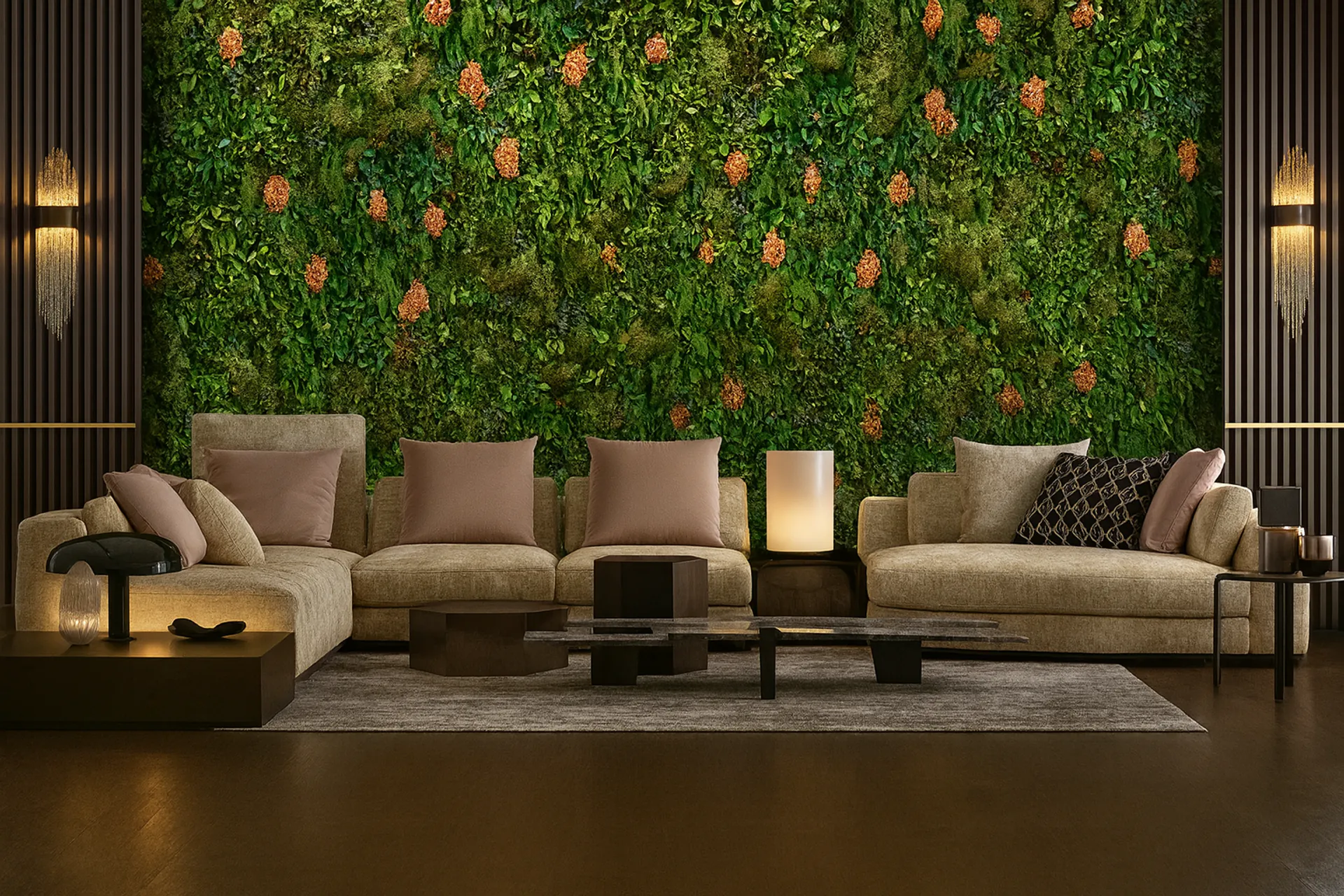 Modern living room Moss wall — Wall greenery by MOOSMOOS
