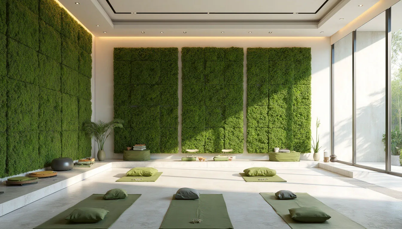 Biophilic design with a Moss wall — a meditation room in a yoga studio