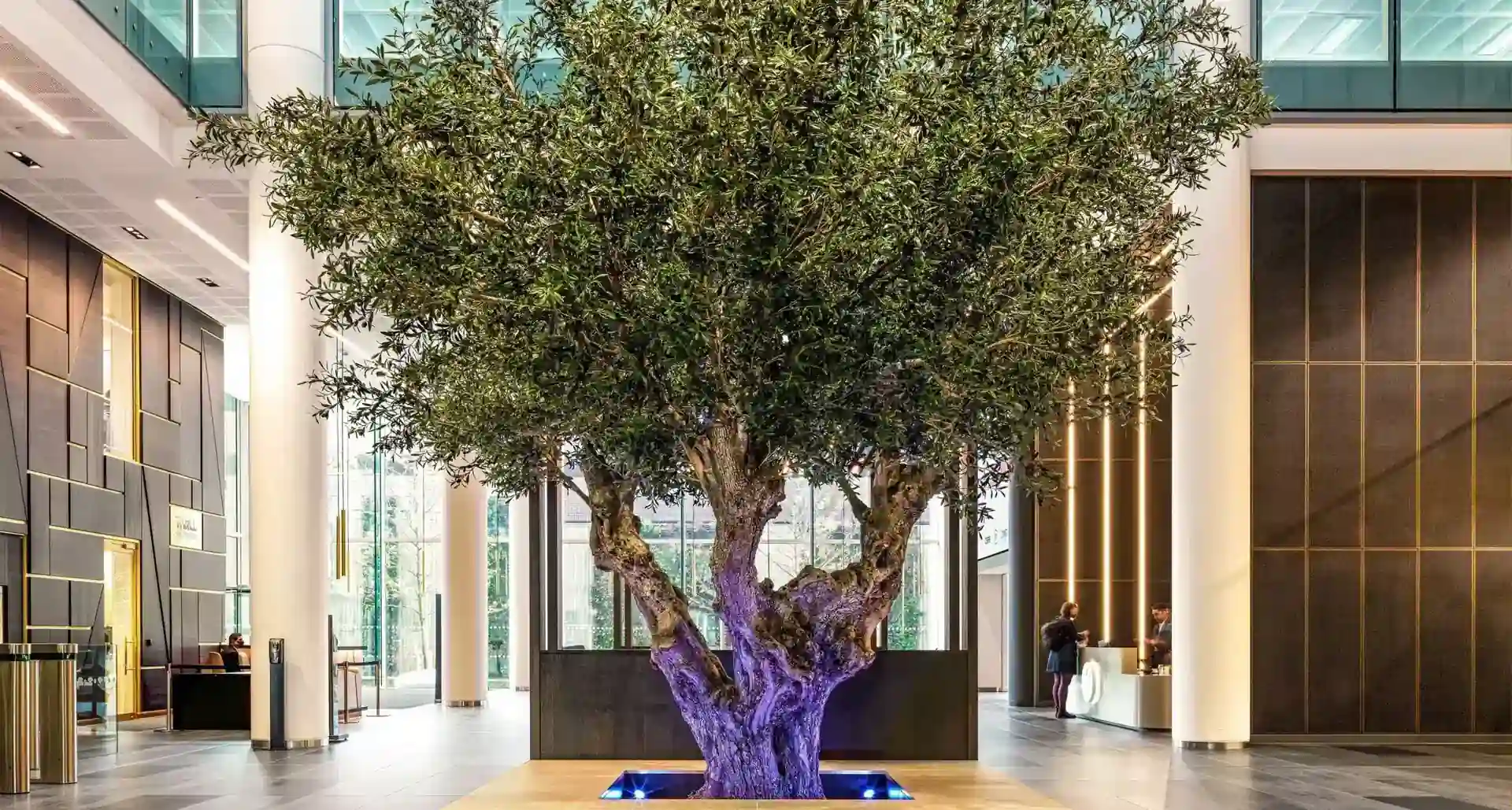 XXL artificial tree — a strikingly realistic ArtTree olive tree in a modern lobby