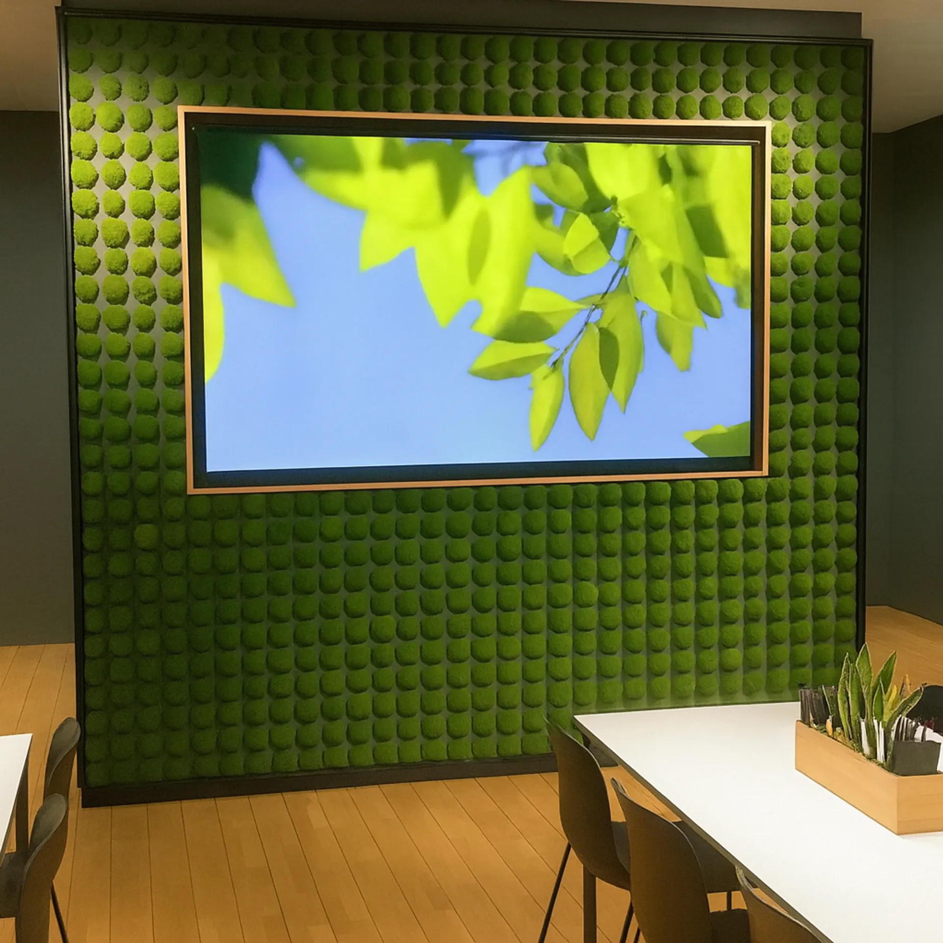 Moss wall for office reception area: modern wall design — Wall greenery by MOOSMOOS