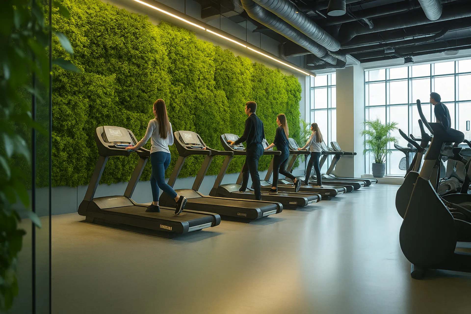 Moss wall Gym Cardio Training Area — Wall greenery by MOOSMOOS