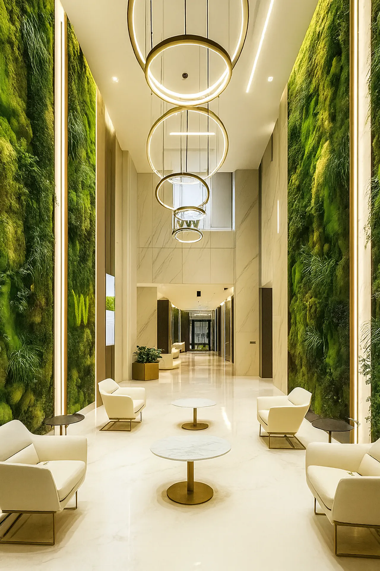 Modern hotel lobby reception Moss wall — Wall greenery by MOOSMOOS