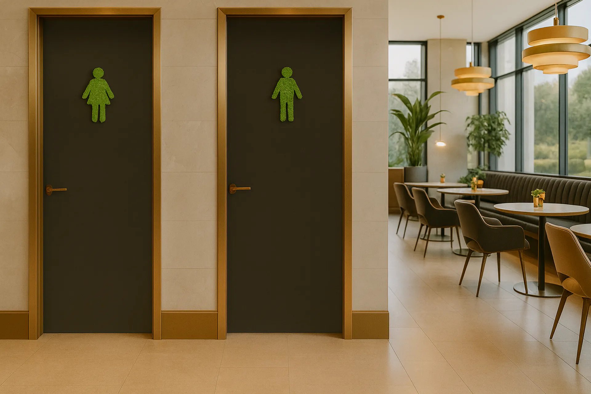 Modern toilet block with moss wall — Office — Wall greenery by MOOSMOOS