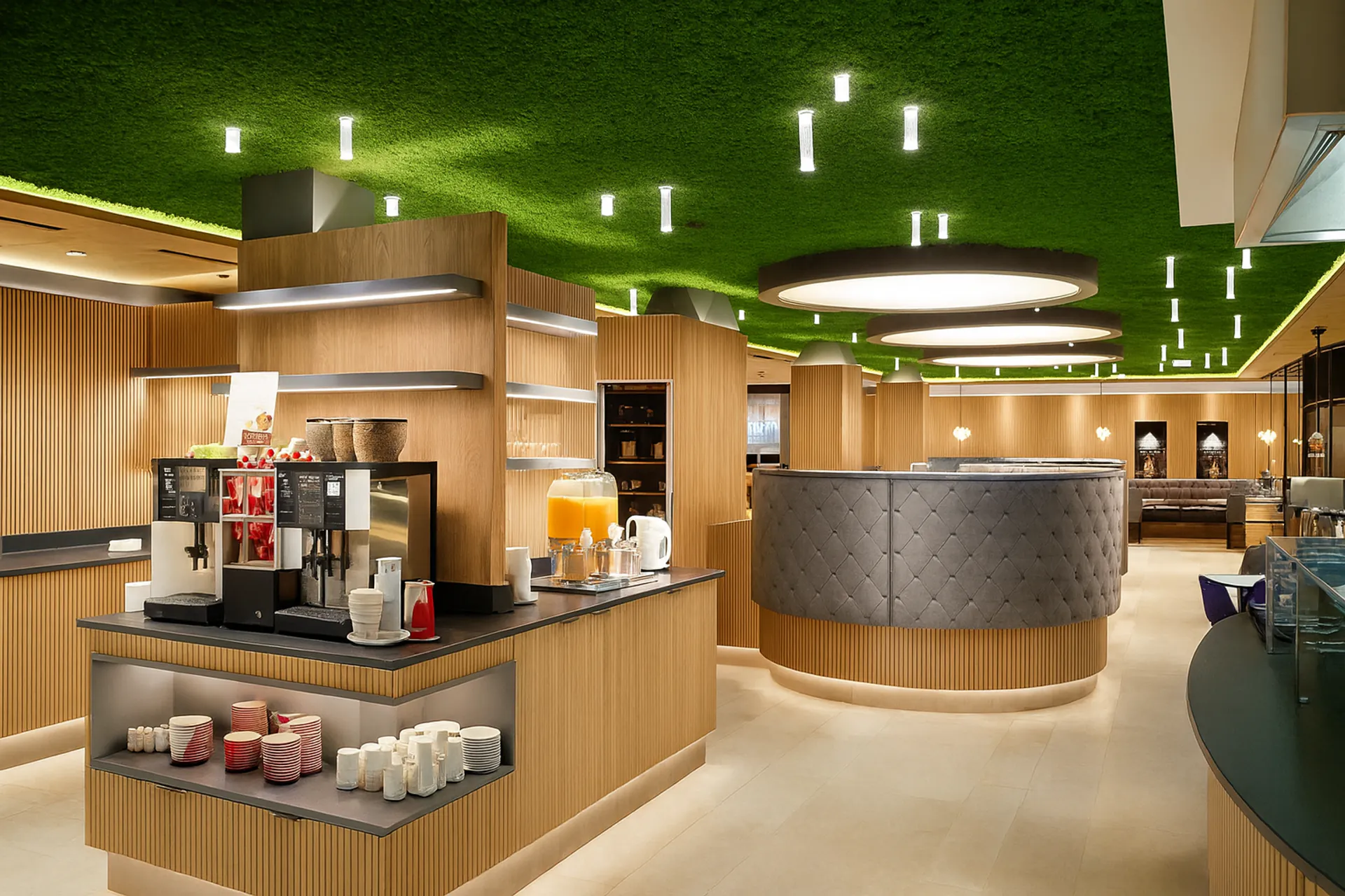 Moss ceiling Modern Showroom Kitchen — Ceiling greenery by MOOSMOOS
