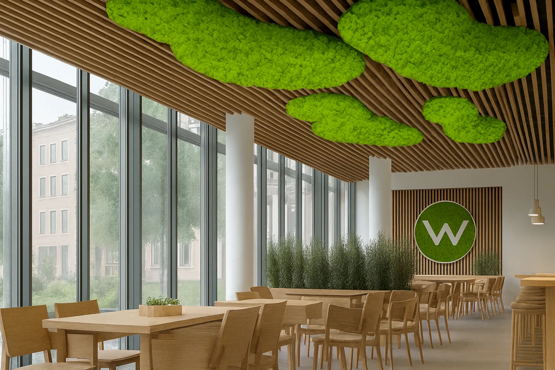 Moss ceiling Restaurant: Modern Ceiling Greenery — Ceiling greenery by MOOSMOOS