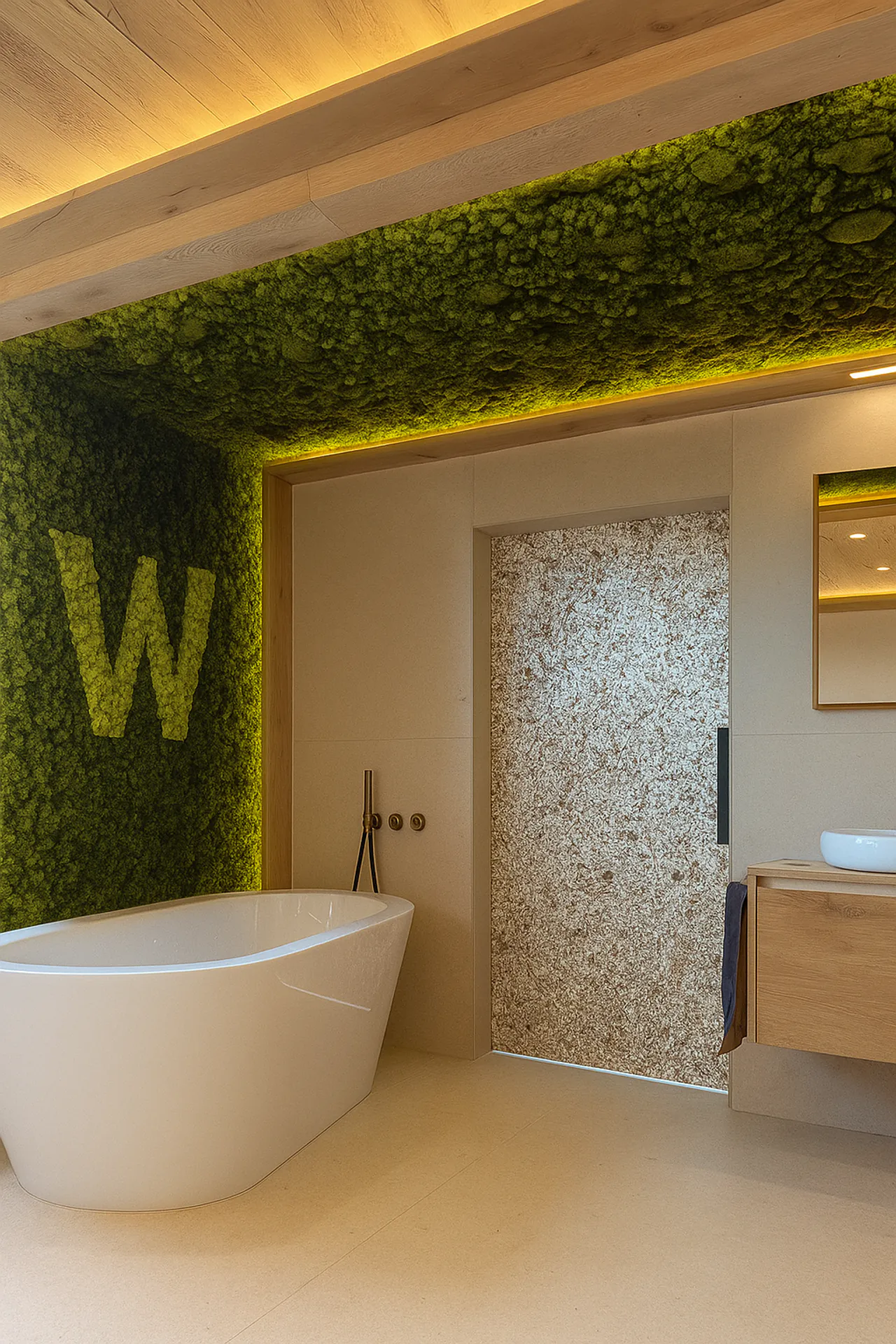 Luxury hotel bathroom Moss wall — Wall greenery by MOOSMOOS