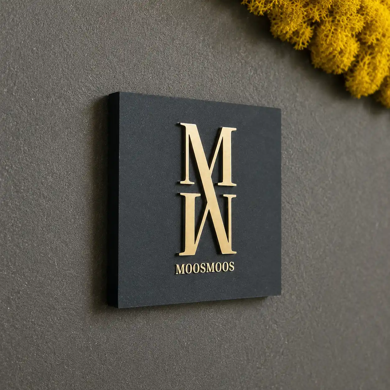 The MOOSMOOS authenticity seal — a brass emblem on every original item