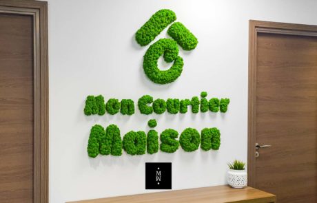 Schriftzug aus Islandmoos Mon Courtier Maison