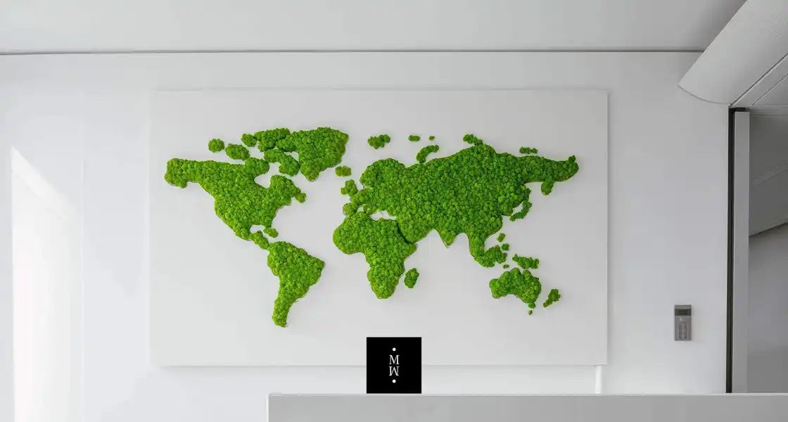 a map of the world made of moss
