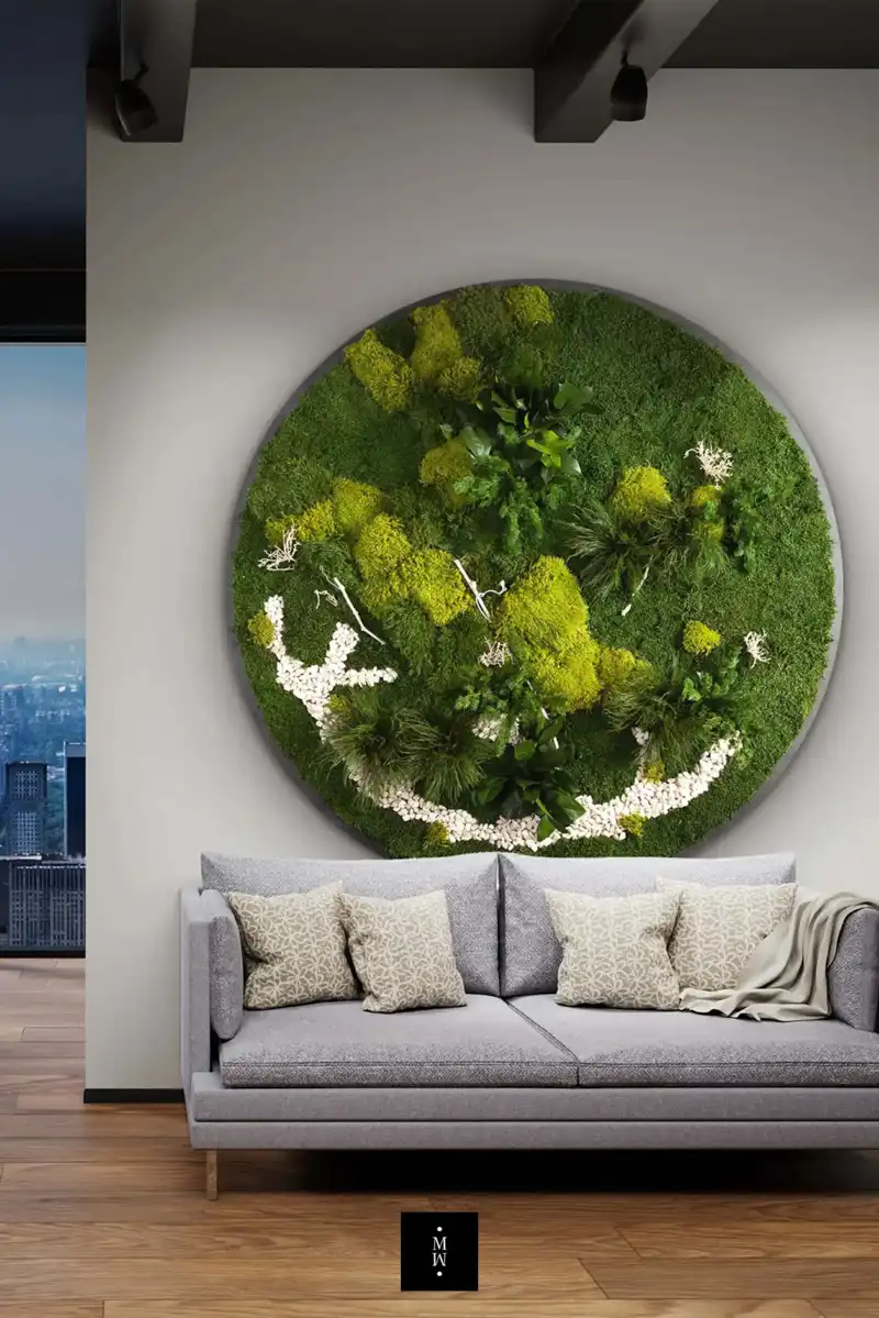 a wall with a plant on it