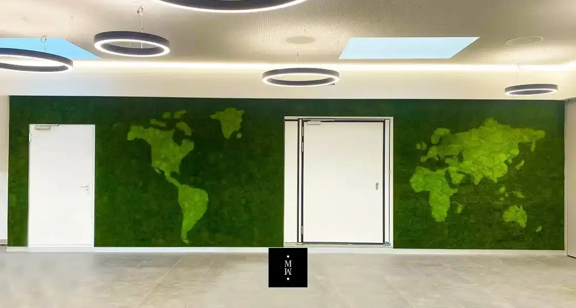 a green wall with a door and a white door