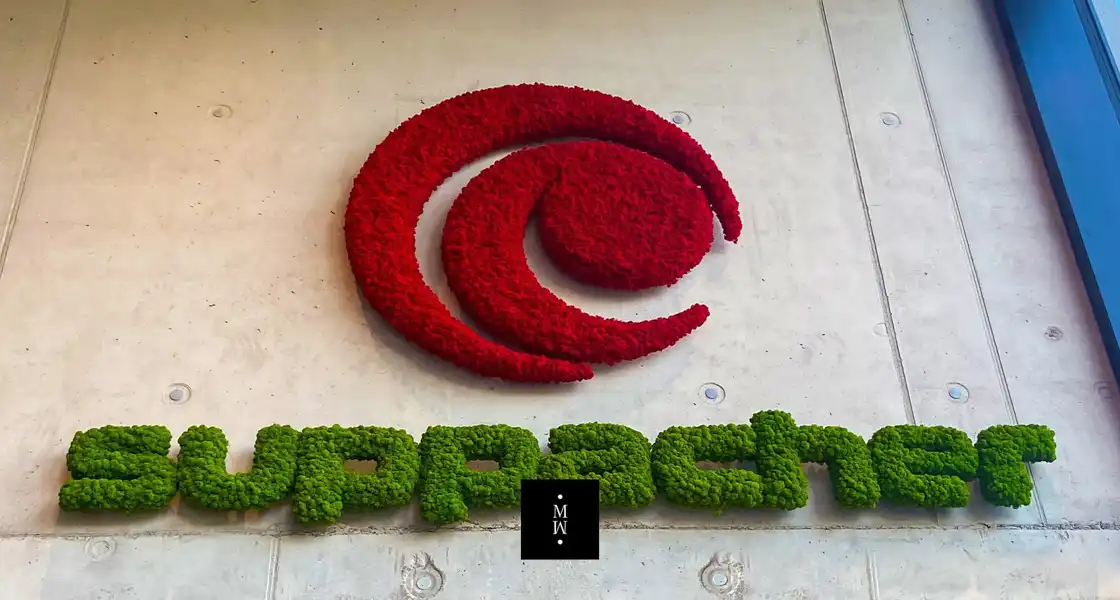 a logo on a wall