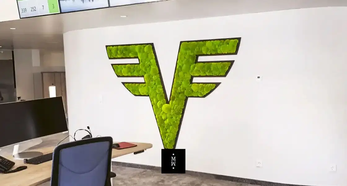 a logo on a wall