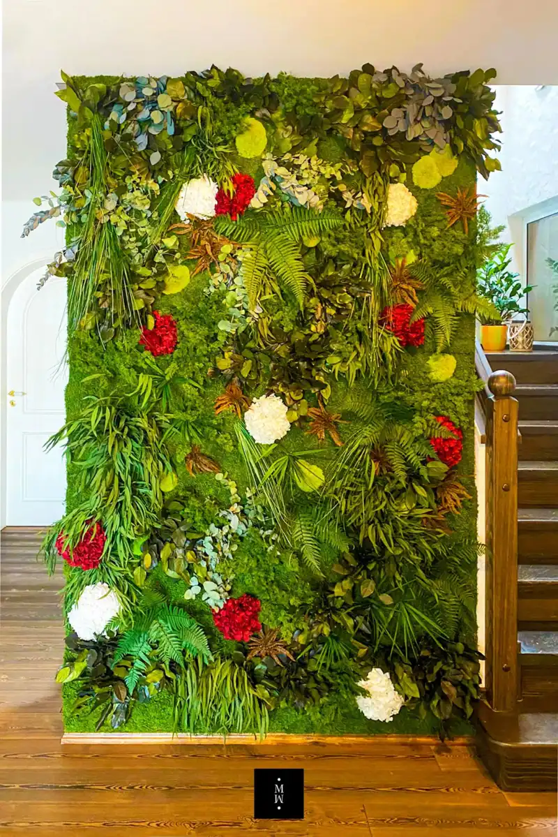 a wall covered in plants