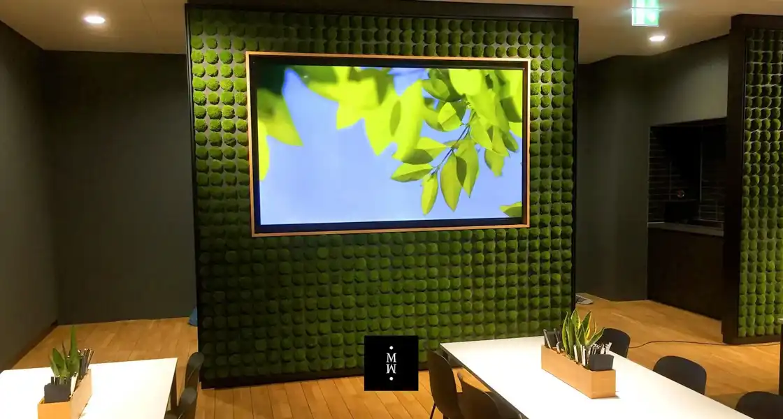 a screen on the wall