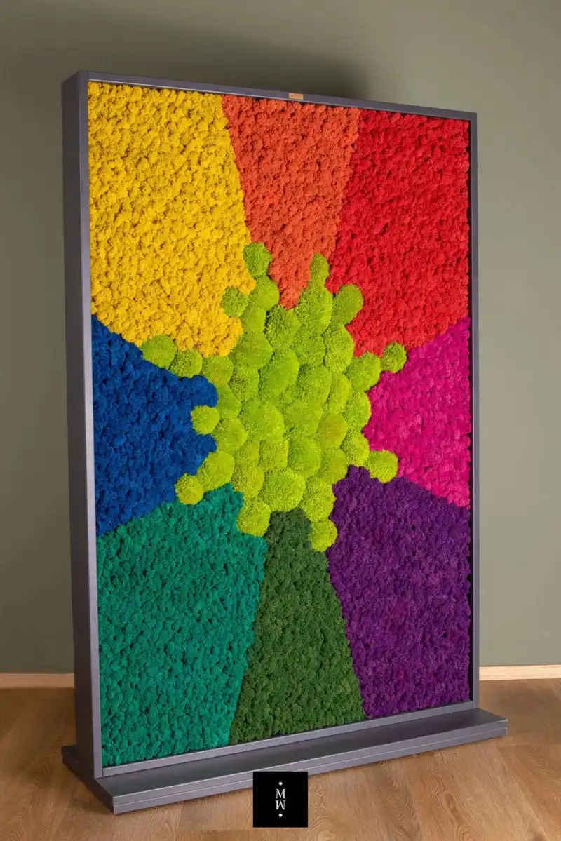 a colorful wall art with a rainbow of colors